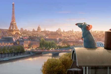 remy ratatouille in paris with eiffel tower